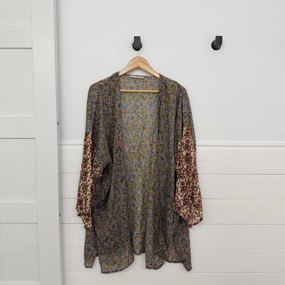 Women’s Natural Life Floral Kimono Top Blouse Size S/M